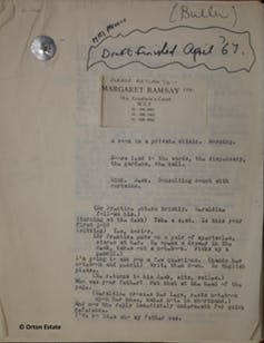 <span class="caption">What the Butler Saw, original script by Joe Orton.</span> <span class="attribution"><span class="source">The Estate of Joe Orton, Joe Orton Collection, University of Leicester</span>, <span class="license">Author provided</span></span>