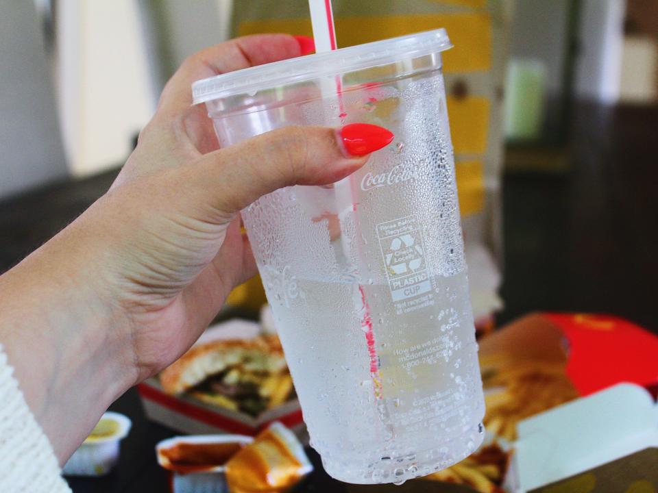 mcdonalds sprite drink and meal in the background