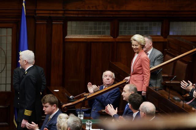 Ursula von der Leyen addressing a joint sitting of the Dail and Seanad