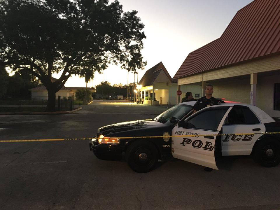 <p>Police on the scene after a deadly shooting at Club Blu in Fort Myers, Fla. on July 25, 2016. (Andrew N. Ruiz/WPTV via Twitter)</p>