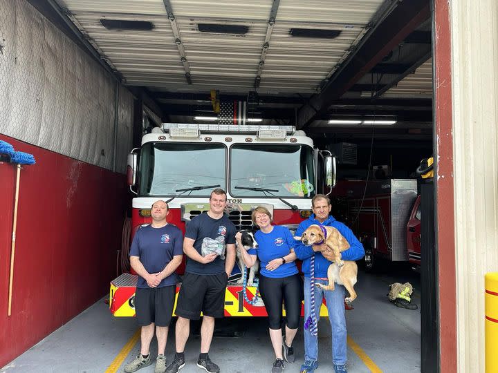 Tyler Obedience Training Club donating pet oxygen masks to the Canton Fire Department