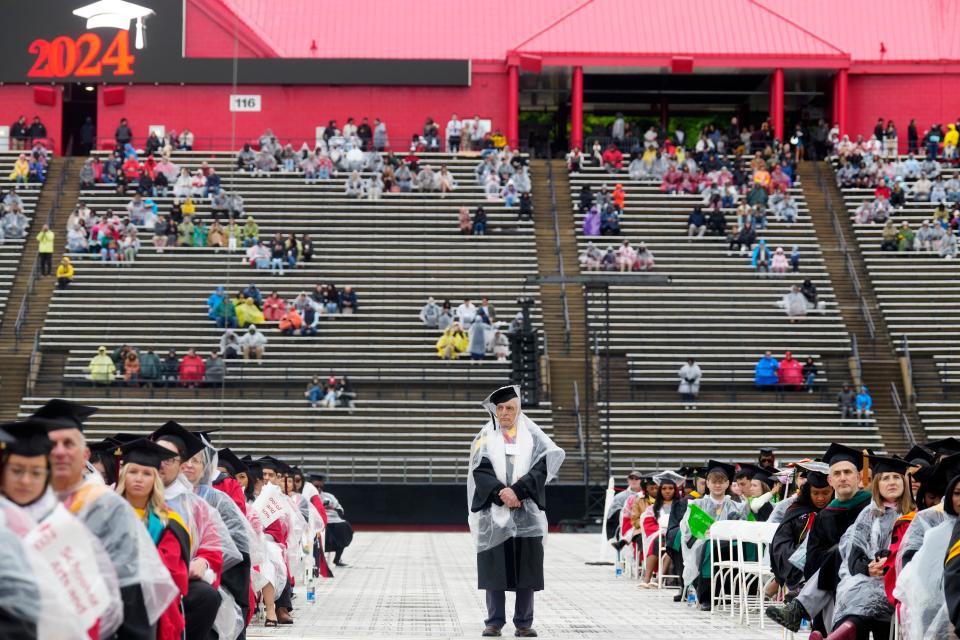 Rutgers University Commencement took place under a grey sky, Sunday, May 12, 2024, in Piscataway.