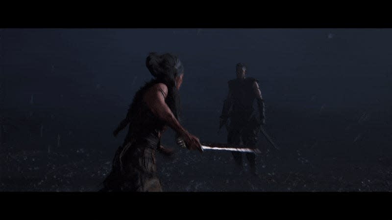 Note how Senua blocks in the middle of a heavy strike, which results in a perfect parry.<br> - Gif: Ninja Theory / Claire Jackson / Kotaku