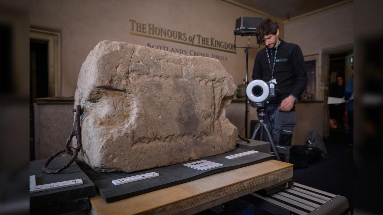  The Stone of Destiny is a large rectangular stone. The "Stone of Destiny" was used in the coronation of the kings of Scotland in the 13th century. Today it is used in the coronation of the United Kingdom's monarch.  