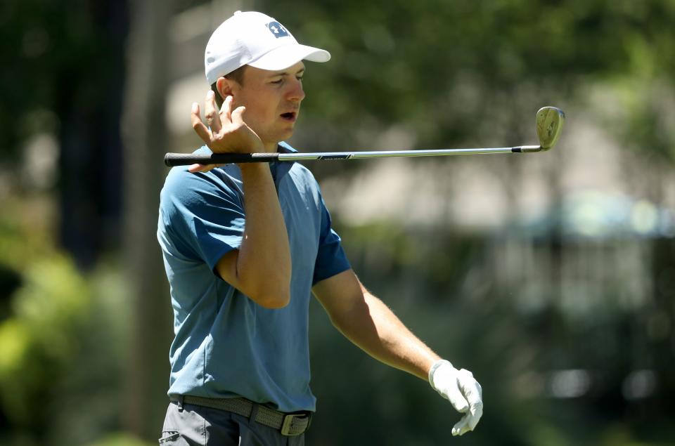 HILTON HEAD ISLAND, SOUTH CAROLINA - APRIL 21: Jordan Spieth walks down the eighth hole during the final round of the 2019 RBC Heritage at Harbour Town Golf Links on April 21, 2019 in Hilton Head Island, South Carolina. (Photo by Streeter Lecka/Getty Images)