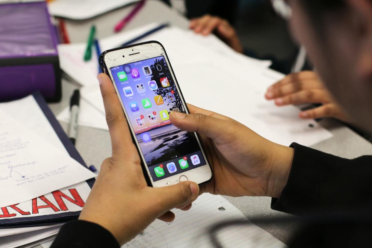 Starting in September, students will put cellphones on silent mode in a designated area of the classroom. (Martin Diotte/CBC - image credit)