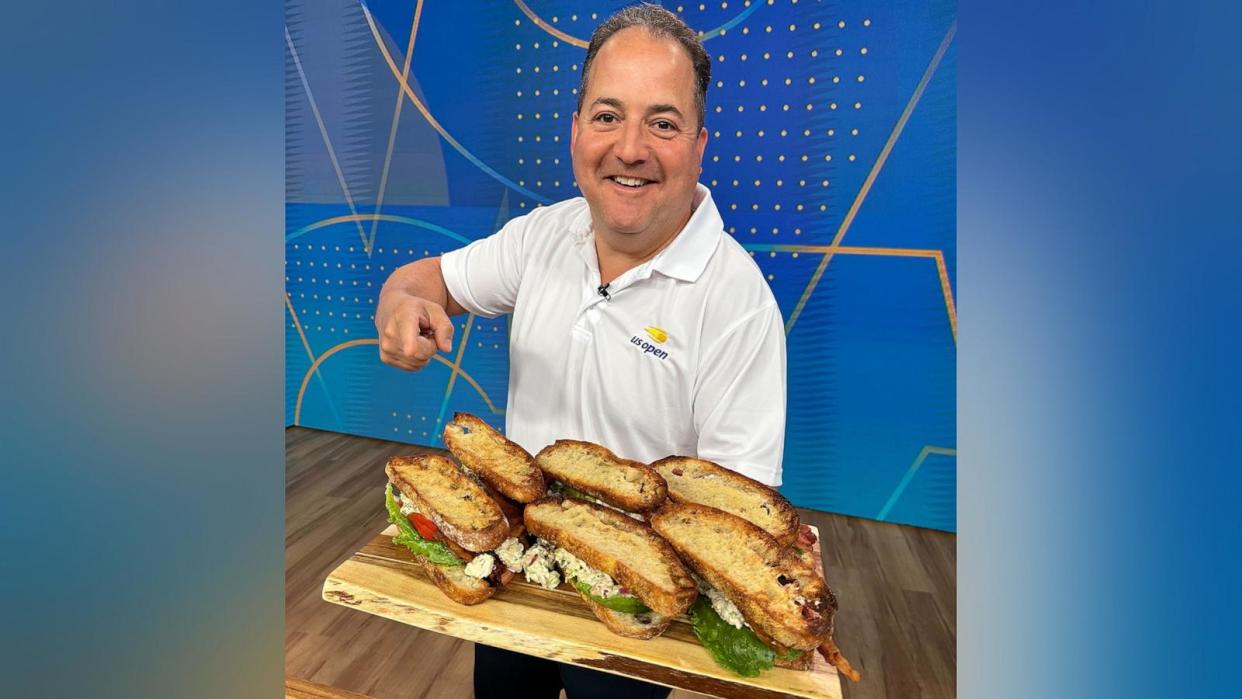 PHOTO: Chef Josh Capon, owner of Little Maven, made his chicken salad BLT sandwiches being served at the 2024 US Open. (ABC News)