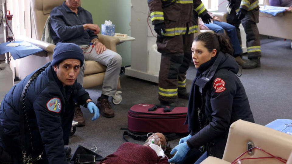 Wesam Keesh and Hanako Greensmith in Chicago Fire Season 12x08
