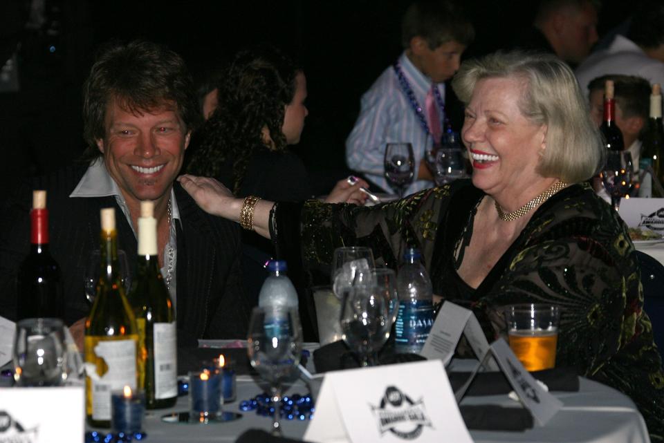 Jon Bon Jovi and his mother Carol Bongiovi in 2008. Bongiovi has died at 83, Bon Jovi's reps confirmed.