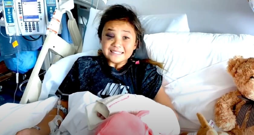 Sky Brown, an 11-year-old skateboarder with Olympic aspirations, posted a video from her hospital bed following what she called "my worst fall yet."