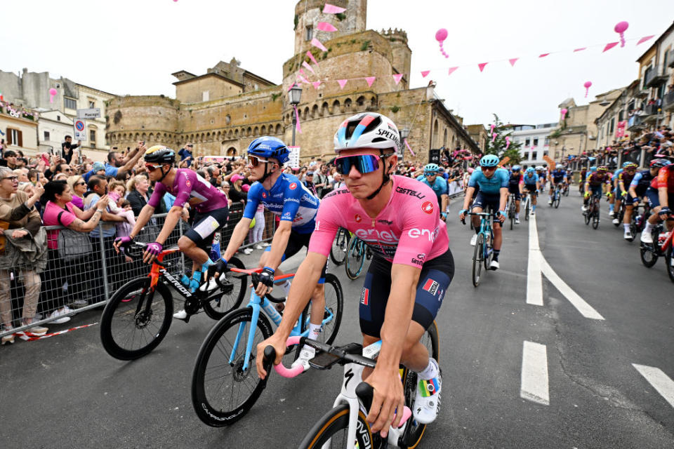 Race leader Remco Evenepoel rolls out of Vasto