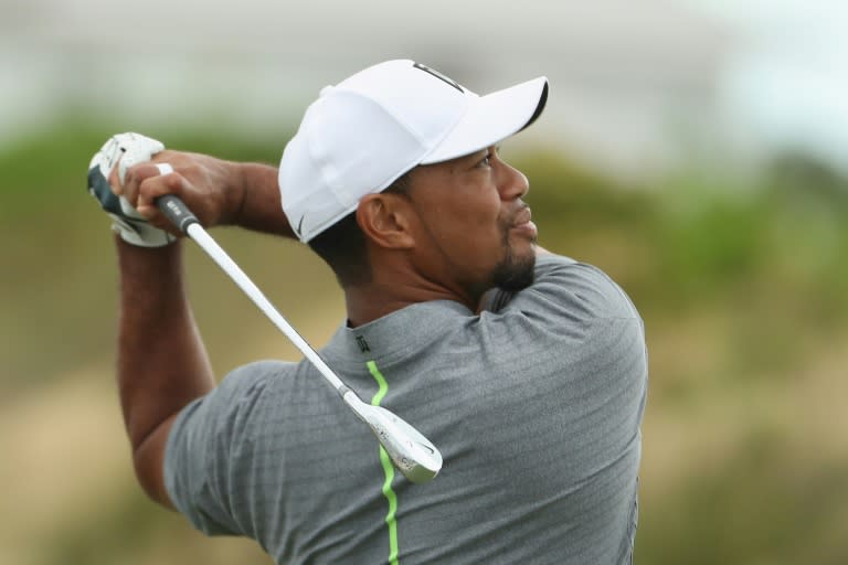 Tiger Woods of the United States hits his tee shot on the second hole during round three of the Hero World Challenge at Albany, The Bahamas on December 3, 2016