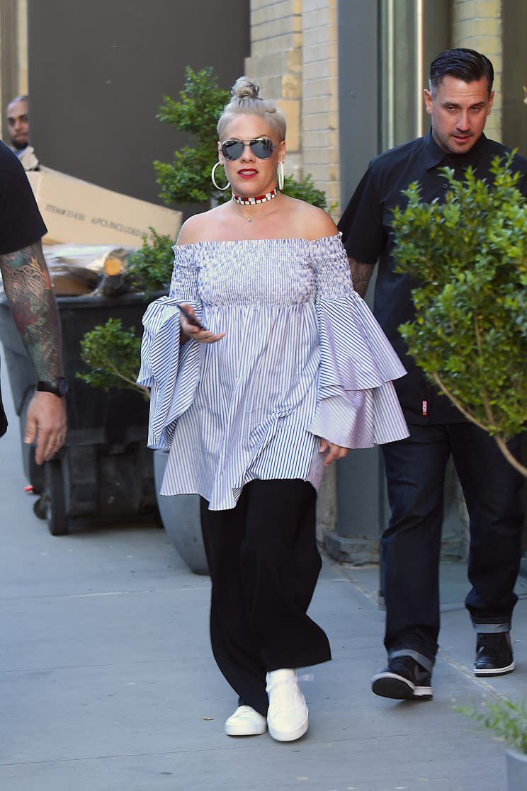 Pink seen out and about in Manhattan on July 5, 2017 in New York City. (Photo: Getty Images)