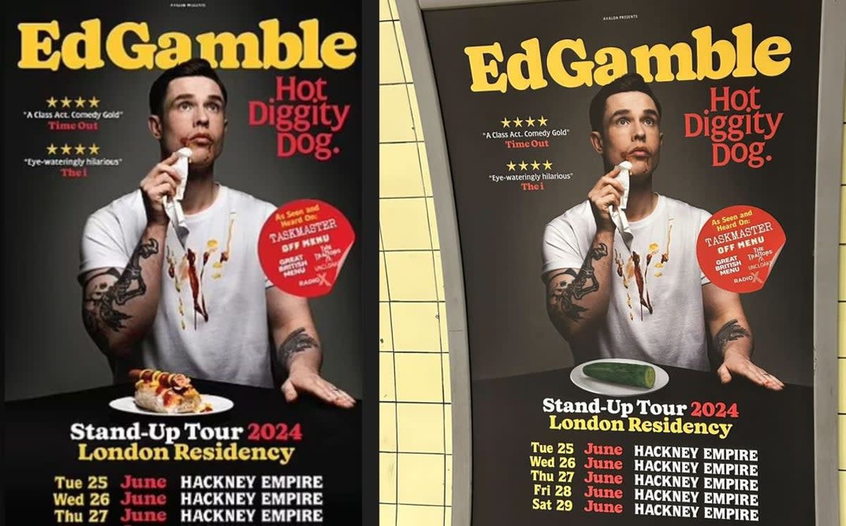 Ed Gamble has changed his tour poster after it fell foul of TfL healthy eating rules (ES)