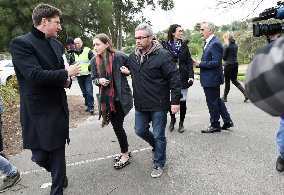 Borce Ristevski (right) showed less distress than his daughter Sarah. Source: AAP 