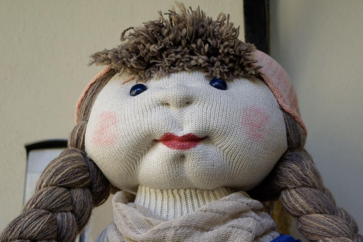 Closeup of a creepy rag doll