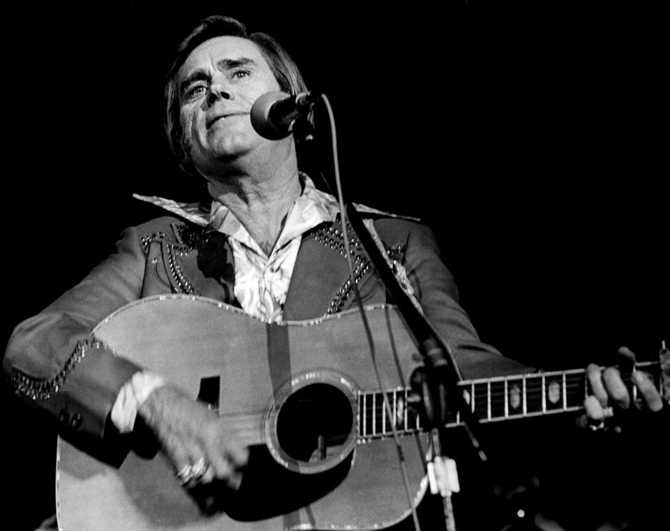 George Jones performs during the CBS Records dinner and show at Municipal Auditorium on Oct. 21, 1968.