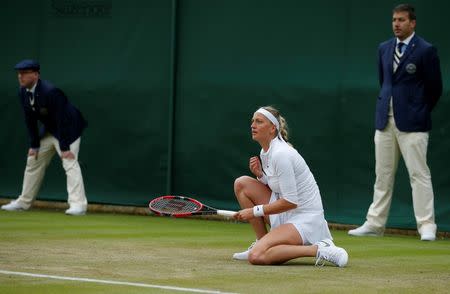 Britain Tennis - Wimbledon - All England Lawn Tennis & Croquet Club, Wimbledon, England - 29/6/16 Czech Republic's Petra Kvitova during her match against Romania's Sorana Cirstea REUTERS/Andrew Couldridge