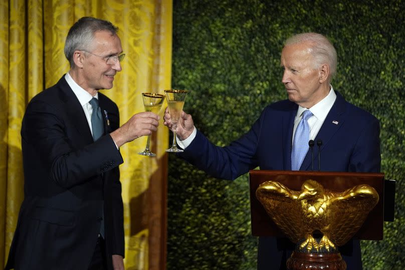 Un toast porté par Joe Biden et Jens Stoltenberg lors du dîner à la Maison-Blanche le 10 juillet 2024