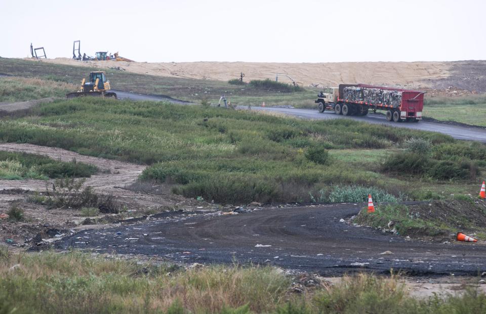 Compacted garbage is trucked to the landfill site at the Monmouth County Reclamation Center in Tinton Falls in this file photo.