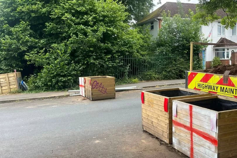 Plants removed from planters at LTN bus gate on Whipton Lane -Credit:DevonLive