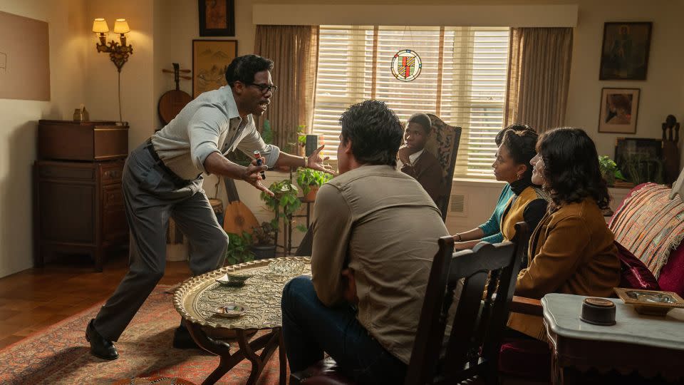 Colman Domingo as Bayard Rustin exhorts young civil rights volunteers in a scene from "Rustin." - David Lee/Netflix