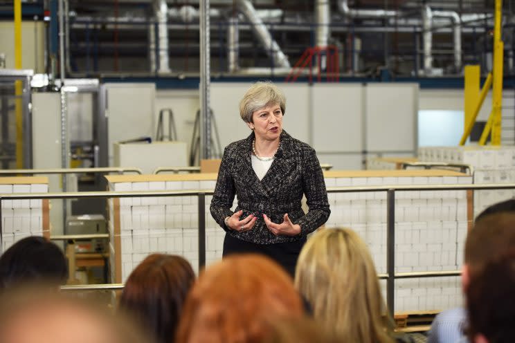 Theresa May speaks to constituents in Maidenhead (Getty Images)