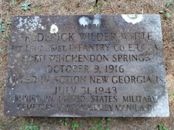 The gravestone of Frederick W. White.