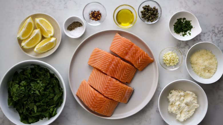 cheesy spinach stuffed salmon ingredients