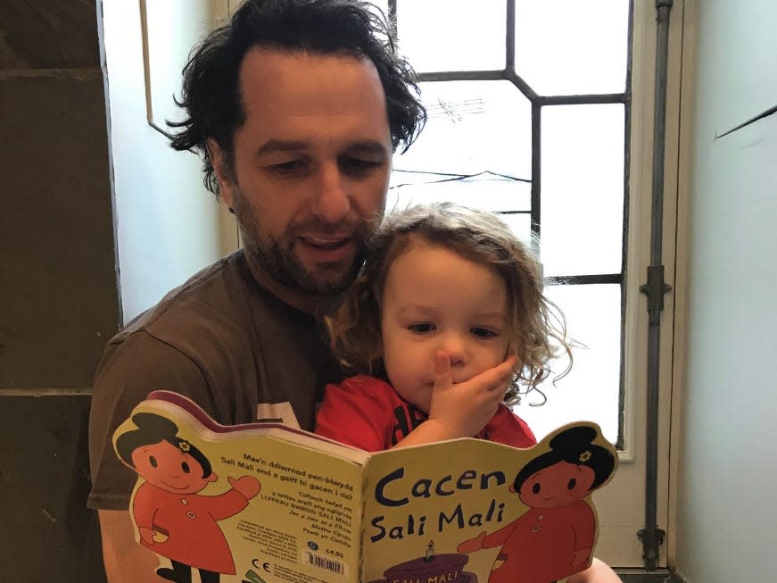 Matthew Rhys and child