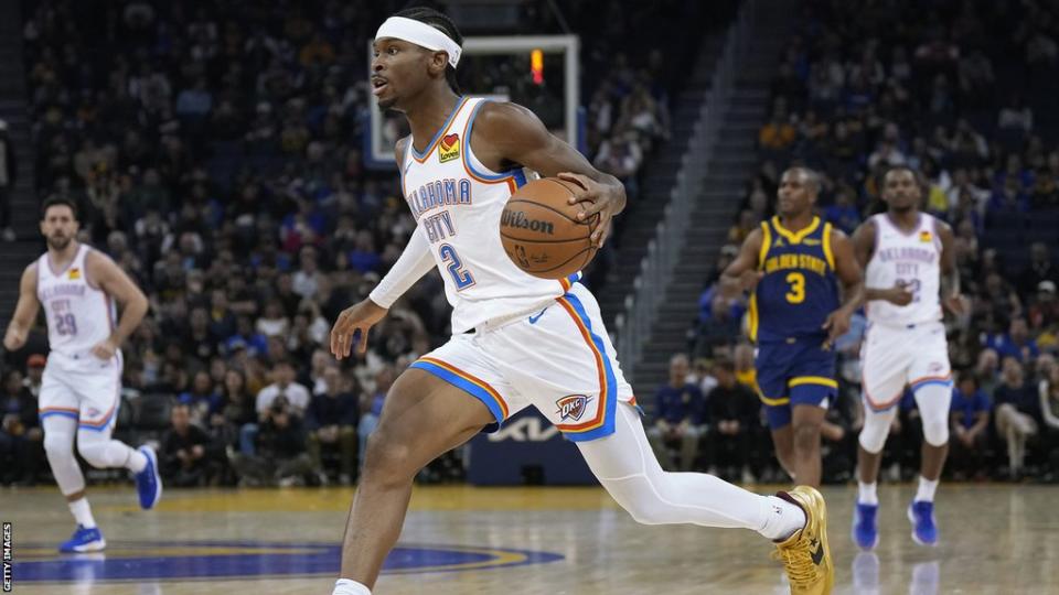 Shai Gilgeous-Alexander in action for the Oklahoma City Thunder against the Golden State Warriors