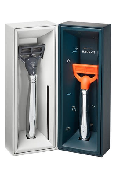 This awesome set comes with a chrome Winston razor for dad, a pretend razor for kids, and a shaving guide. Perfect for bonding and keeping the father in your life well-groomed. Harry’s Father-Son Shave Set ($30)