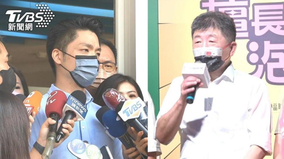 國民黨台北市長參選人蔣萬安、民進黨台北市長參選人陳時中。（圖／TVBS）