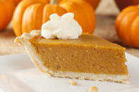 <p><b>2. Pumpkin Pie</b></p><p><b>Take a tip from our American chums and pop a pumpkin pie in the oven - it’s a classic for a reason. Make it easy on yourself by swiping a ready made pastry case. No one needs to know, OK?</b></p><p><b>Get the recipe from <a rel="nofollow noopener" href="http://www.thenosh.co.uk/pumpkin-pie-time/" target="_blank" data-ylk="slk:The Nosh;elm:context_link;itc:0;sec:content-canvas" class="link ">The Nosh</a>.</b></p><p><br></p>