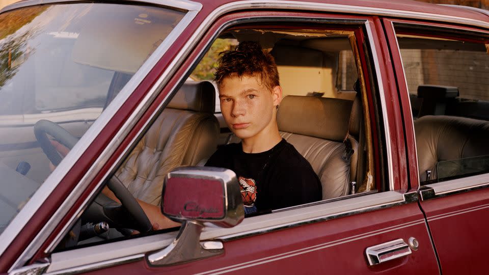 "Matthew in his car, 2019." Nagasaka's book sets out to examine the human condition in all it's guises. - Fumi Nagasaka