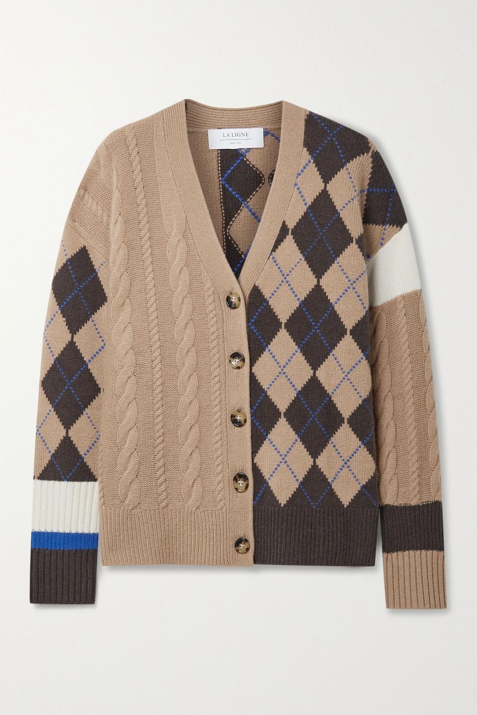 Patchwork Cable-Knit Cashmere Cardigan