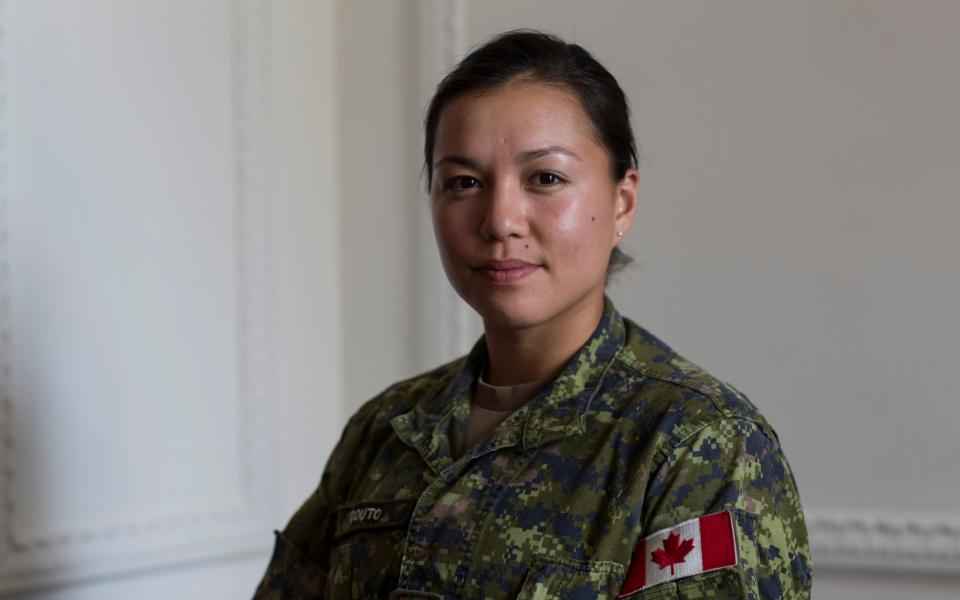 Captain Megan Couto is a serving officer in the Princess Patricia's Canadian Light Infantry  - Credit: Heathcliff O'Malley/The Telegraph