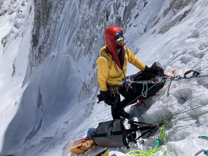 <span class="article__caption">The trio climbed and pre-hauled the first 600 meters of the route before fixing their ropes and returning to basecamp for two days of rest.</span> (Photo: Courtesy Daniel Joll)