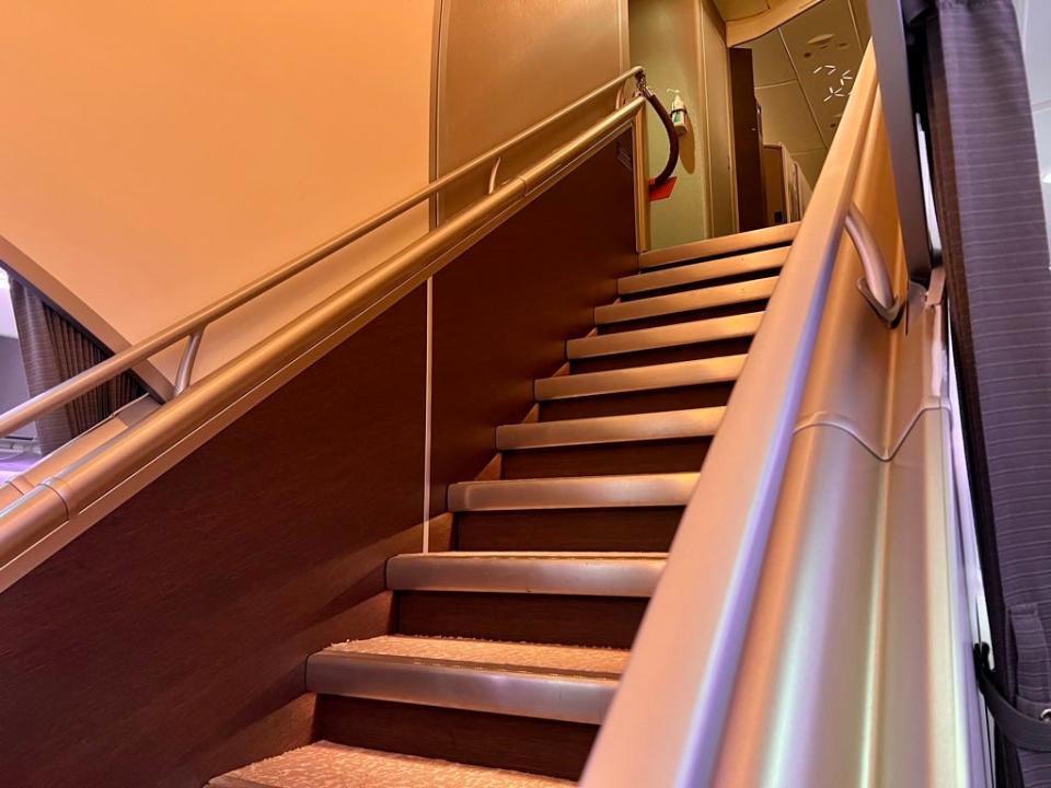Singapore Airlines A380 first class suite stair case.