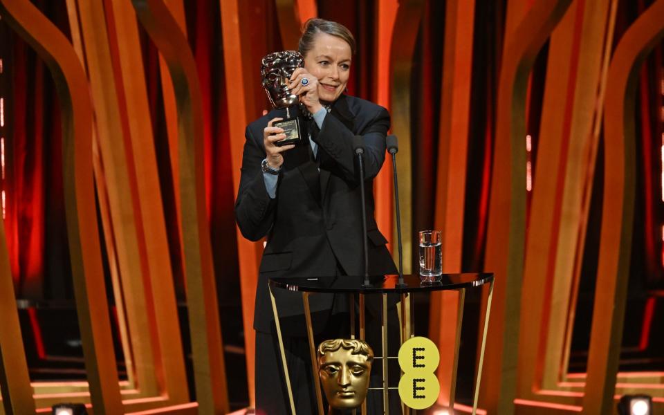 Samantha Morton accepts the Fellowship Award at the 2024 Baftas