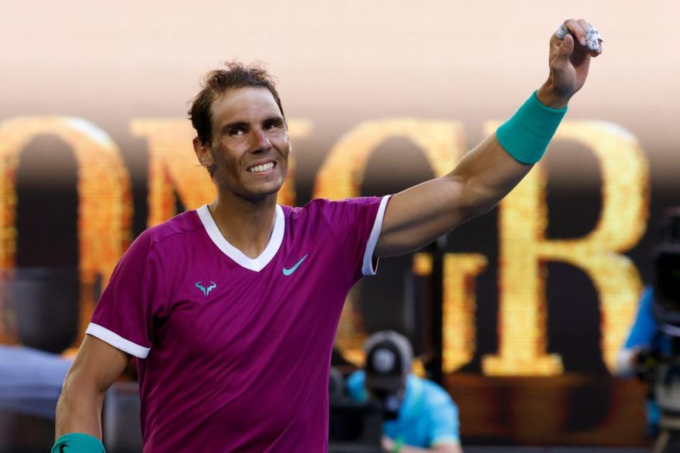 ▲「西班牙蠻牛」Rafael Nadal(納達爾)苦戰超過4小時晉級澳網4強。（圖／美聯社／達志影像）