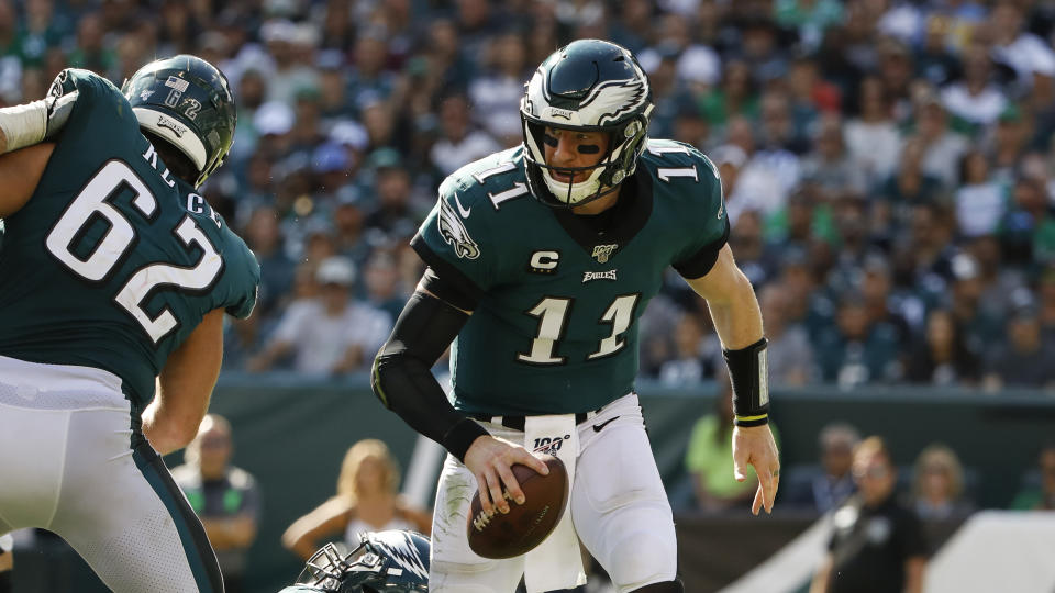 Philadelphia Eagles quarterback Carson Wentz has returned from a serious back injury. (AP)