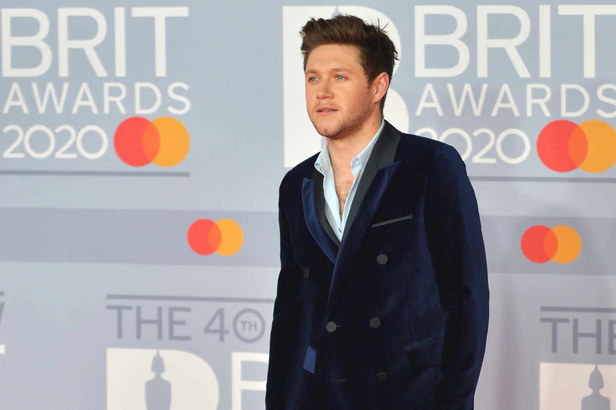 LONDON, ENGLAND - FEBRUARY 18: (EDITORIAL USE ONLY)  Niall Horan attends The BRIT Awards 2020 at The O2 Arena on February 18, 2020 in London, England. (Photo by Jim Dyson/Redferns)