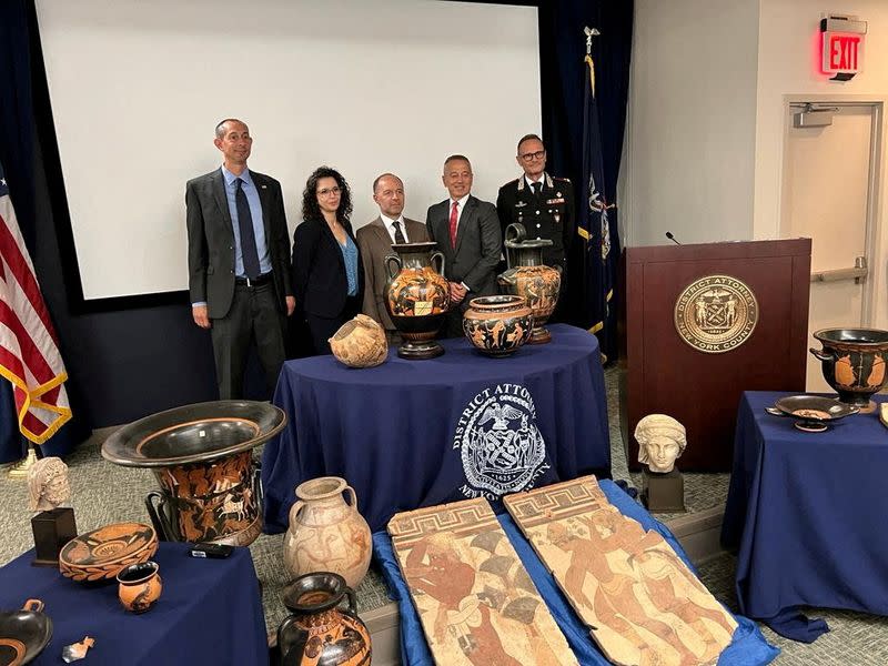 Antiquities returned to Italy from U. S. during a ceremony in New York