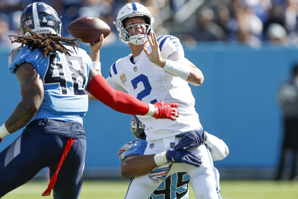 Matt Ryan was benched by the Indianapolis Colts after their Week 7 loss to the Titans. (Photo by Wesley Hitt/Getty Images)