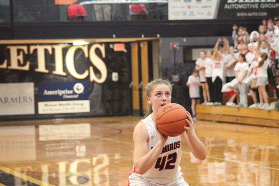 Loudonville's Alesha Felix at the free throw line against Springfield in the regional final.