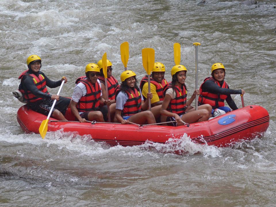 The Obamas whitewater rafting on vacation.