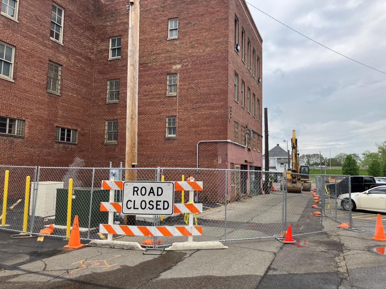 The alley next to the John J. Carroll Building in downtown Newark will be closed for several weeks during the demolition of the building.