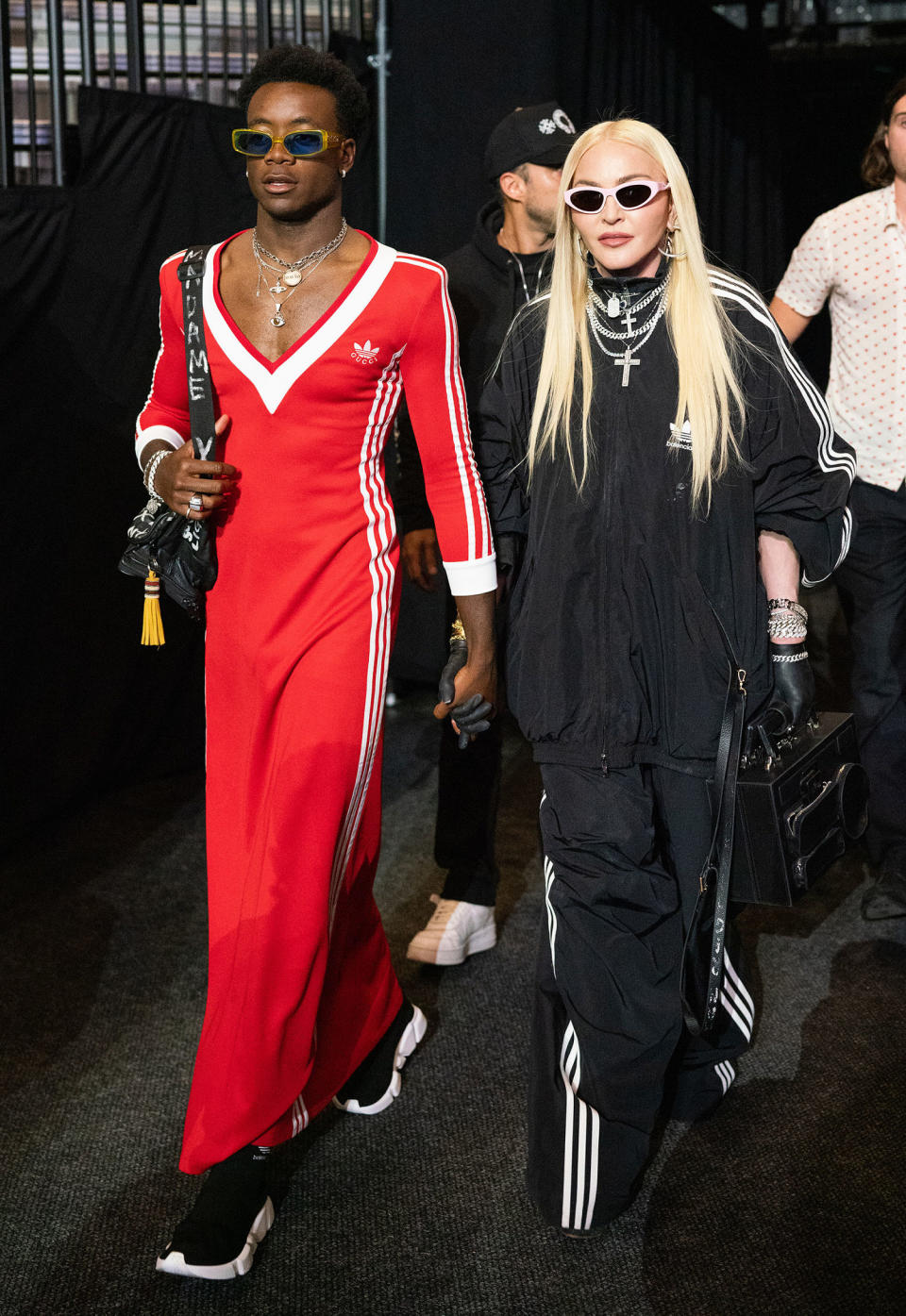 David Banda and Madonna attend the WBA World Lightweight Championship title at the Barclays Center in Brooklyn on May 28, 2022. (Cassy Athena / Getty Images)