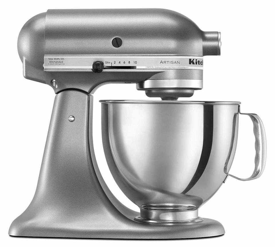 This new and improved KitchenAid stand mixer has attachments that do everything from making breadcrumbs to grinding meat. (Photo: Amazon)